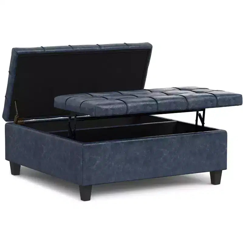 Elliot 40 inch Wide Large Square Coffee Table Storage Ottoman