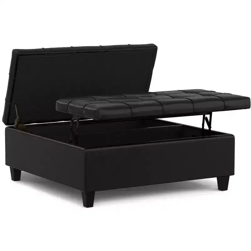 Elliot 40 inch Wide Large Square Coffee Table Storage Ottoman