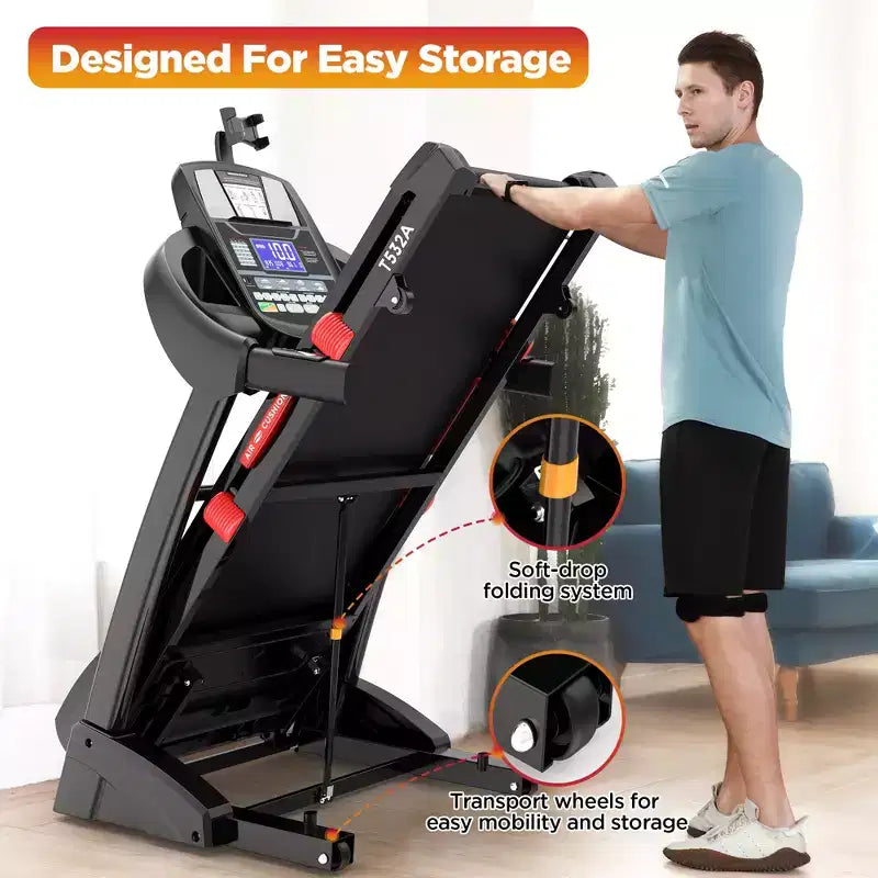 Clearance Folding Treadmill for Home/Office, 4.5HP Motor, 20% Incline, 0.612 MPH, 300 lb Capacity, LED Display, APP Control