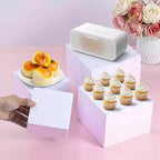 6Pcs Buffet Risers Set (Size 6,7,8,9,10,11), Food Risers for Buffet Table, Acrylic Display Stand Shelf for Dessert, Cube Boxes Nesting Risers