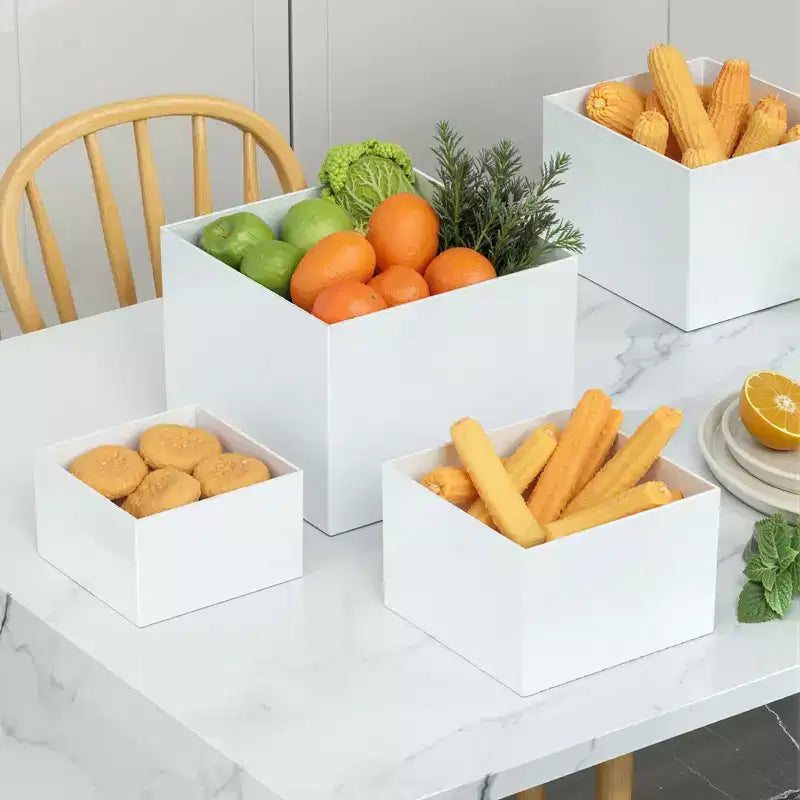 6Pcs Buffet Risers Set (Size 6,7,8,9,10,11), Food Risers for Buffet Table, Acrylic Display Stand Shelf for Dessert, Cube Boxes Nesting Risers