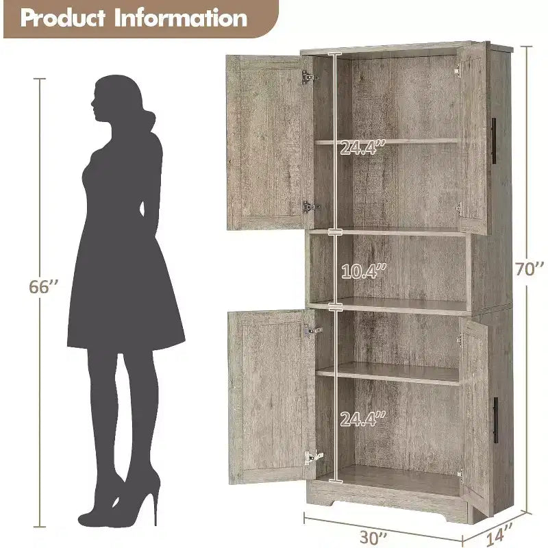 70'' Tall Kitchen Pantry Cabinet,Modern Kitchen Hutch with Microwave Stand & Adjustable Shelves,Ideal for Dining Room, Bathroom