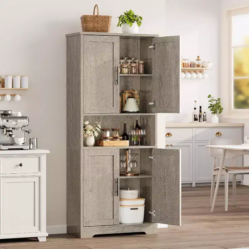 70'' Tall Kitchen Pantry Cabinet,Modern Kitchen Hutch with Microwave Stand & Adjustable Shelves,Ideal for Dining Room, Bathroom