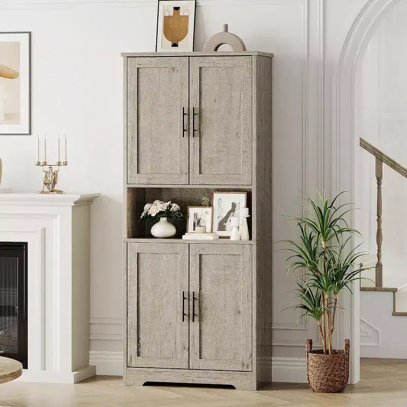 70'' Tall Kitchen Pantry Cabinet,Modern Kitchen Hutch with Microwave Stand & Adjustable Shelves,Ideal for Dining Room, Bathroom