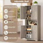 70'' Tall Kitchen Pantry Cabinet,Modern Kitchen Hutch with Microwave Stand & Adjustable Shelves,Ideal for Dining Room, Bathroom