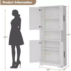 70'' Tall Kitchen Pantry Cabinet,Modern Kitchen Hutch with Microwave Stand & Adjustable Shelves,Ideal for Dining Room, Bathroom