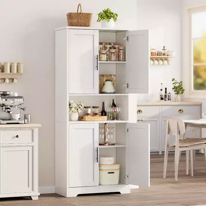 70'' Tall Kitchen Pantry Cabinet,Modern Kitchen Hutch with Microwave Stand & Adjustable Shelves,Ideal for Dining Room, Bathroom