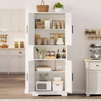 70'' Tall Kitchen Pantry Cabinet,Modern Kitchen Hutch with Microwave Stand & Adjustable Shelves,Ideal for Dining Room, Bathroom