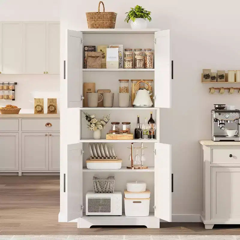 70'' Tall Kitchen Pantry Cabinet,Modern Kitchen Hutch with Microwave Stand & Adjustable Shelves,Ideal for Dining Room, Bathroom