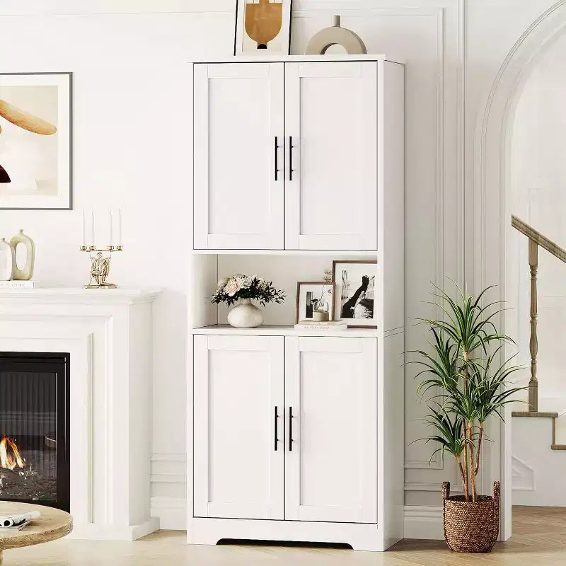 70'' Tall Kitchen Pantry Cabinet,Modern Kitchen Hutch with Microwave Stand & Adjustable Shelves,Ideal for Dining Room, Bathroom
