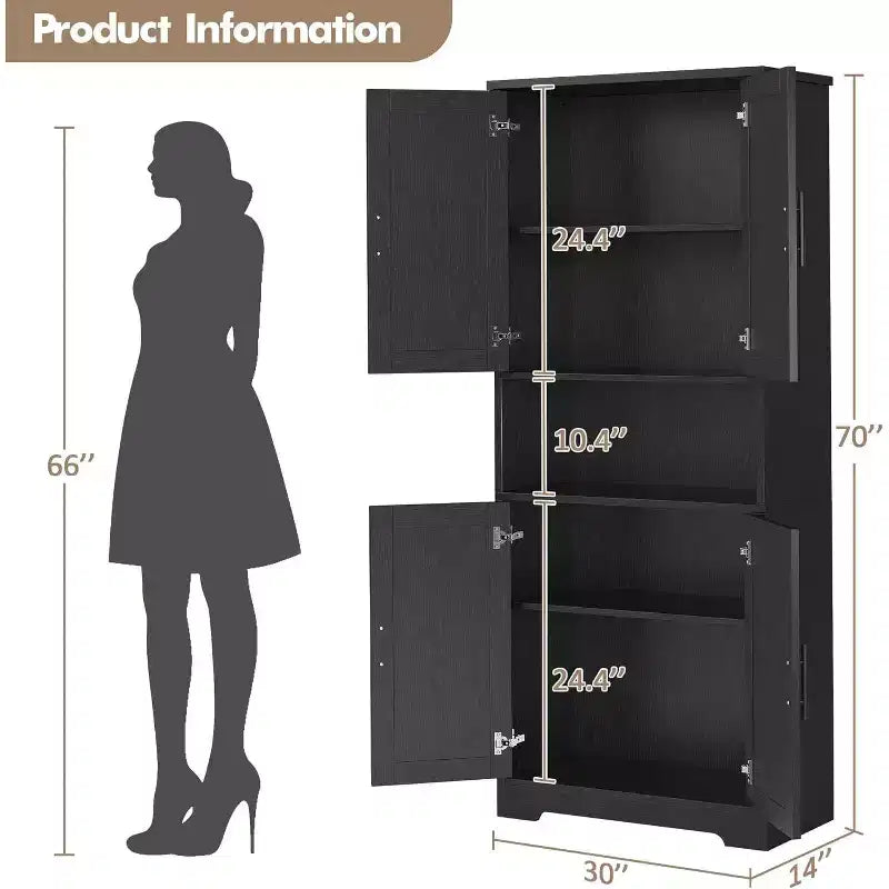 70'' Tall Kitchen Pantry Cabinet,Modern Kitchen Hutch with Microwave Stand & Adjustable Shelves,Ideal for Dining Room, Bathroom