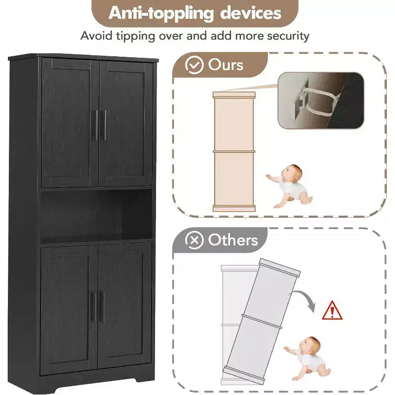 70'' Tall Kitchen Pantry Cabinet,Modern Kitchen Hutch with Microwave Stand & Adjustable Shelves,Ideal for Dining Room, Bathroom