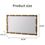 GDFStudio Bin Transitional Rectangular Wall Mirror with Bamboo Textured Design