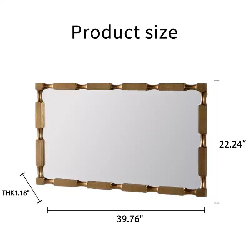 GDFStudio Bin Transitional Rectangular Wall Mirror with Bamboo Textured Design
