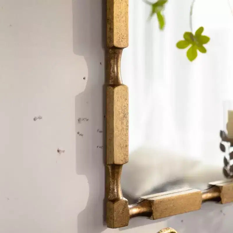 GDFStudio Bin Transitional Rectangular Wall Mirror with Bamboo Textured Design