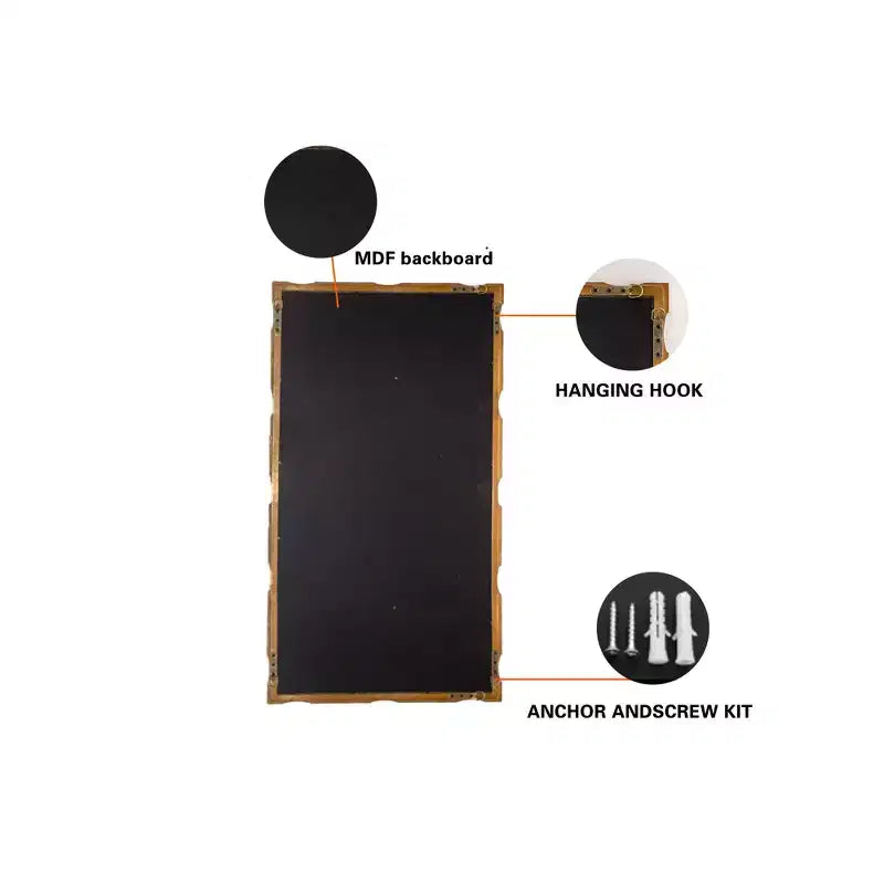 GDFStudio Bin Transitional Rectangular Wall Mirror with Bamboo Textured Design