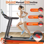 Inclined Treadmill w/ 300lb Capacity,3.75HP Folding Treadmill for Home,71 Program,APP Control,7.5MPH,HiFi Speaker,Shock-Absorbing, Knee Strap Gift