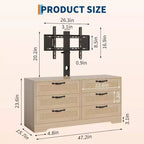 47.2 Inch Natural 6-Drawer TV Stand, Rattan Weave Entertainment Center for 32-85 Inch TVs, for Living Room, Easy Assembly