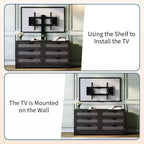47.2 Inch Natural 6-Drawer TV Stand, Rattan Weave Entertainment Center for 32-85 Inch TVs, for Living Room, Easy Assembly