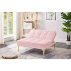 MAYEERTY Comfortable Teddy Fabric Futon Single Sofa Gold Metal Legs, Foam & Spring for Living Room Pink