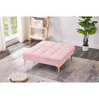 MAYEERTY Comfortable Teddy Fabric Futon Single Sofa Gold Metal Legs, Foam & Spring for Living Room Pink