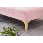 MAYEERTY Comfortable Teddy Fabric Futon Single Sofa Gold Metal Legs, Foam & Spring for Living Room Pink