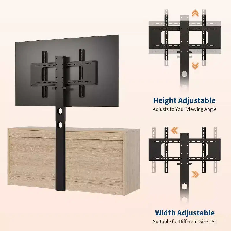Rattan 4-Drawer TV Stand, Farmhouse Style for 70-Inch TVs, for Living Room, Easy Assembly