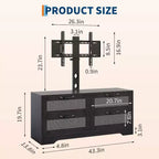 Rattan 4-Drawer TV Stand, Farmhouse Style for 70-Inch TVs, for Living Room, Easy Assembly