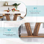 TUYOHW Farmhouse Dining Table for 4-6,Rectangular Kitchen Table with 1.57 Thick Top & Triangle Support,47.2 L,White+Brown
