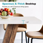 TUYOHW Farmhouse Dining Table for 4-6,Rectangular Kitchen Table with 1.57 Thick Top & Triangle Support,47.2 L,White+Brown