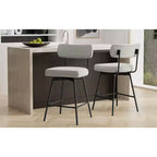 Meredith Contemporary Modern Swivel Counter Height Stool (Set of 2) in Polyester Linen