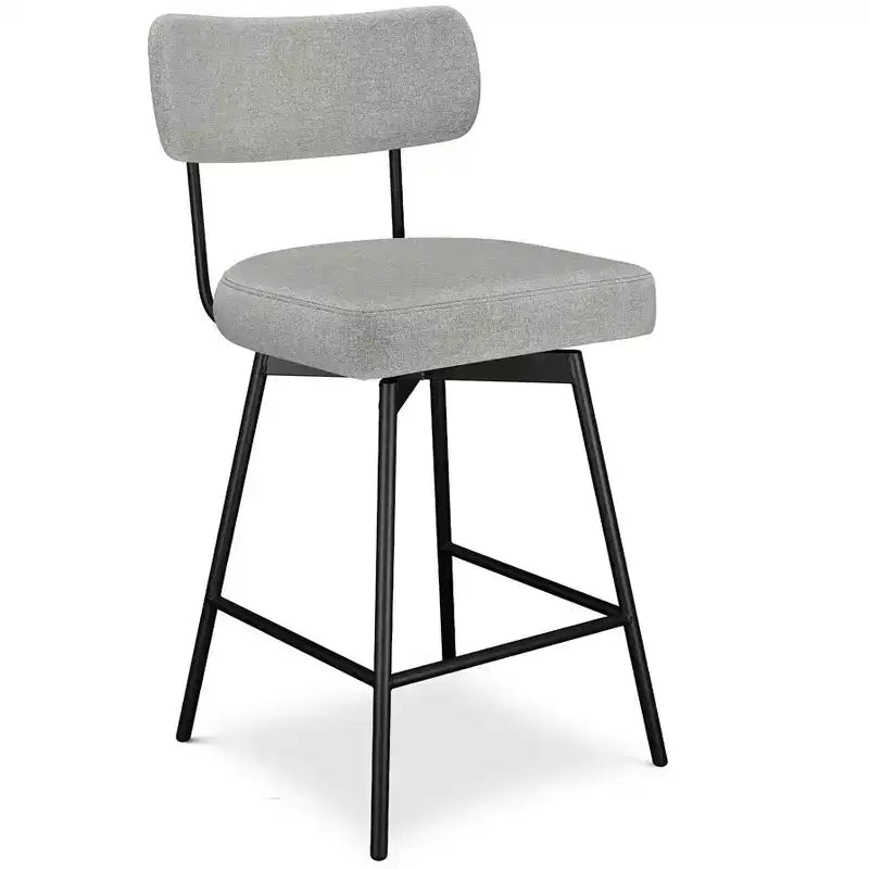 Meredith Contemporary Modern Swivel Counter Height Stool (Set of 2) in Polyester Linen