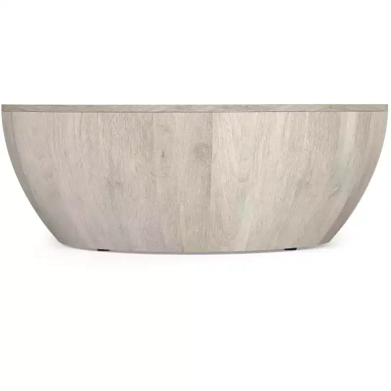 Keystone 34 inch Wide Solid Mango Modern Industrial Drum Coffee Table, Assembled