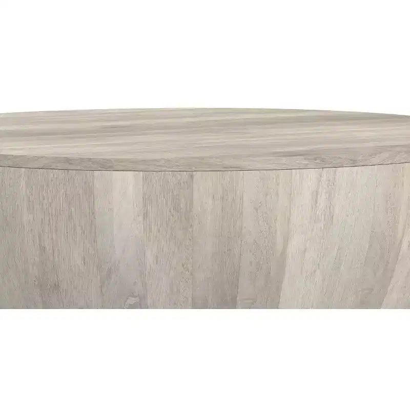 Keystone 34 inch Wide Solid Mango Modern Industrial Drum Coffee Table, Assembled