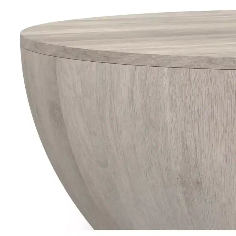 Keystone 34 inch Wide Solid Mango Modern Industrial Drum Coffee Table, Assembled