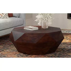 Paros SOLID ACACIA WOOD 35 inch Wide Irregular Contemporary Coffee Table, Fully Assembled