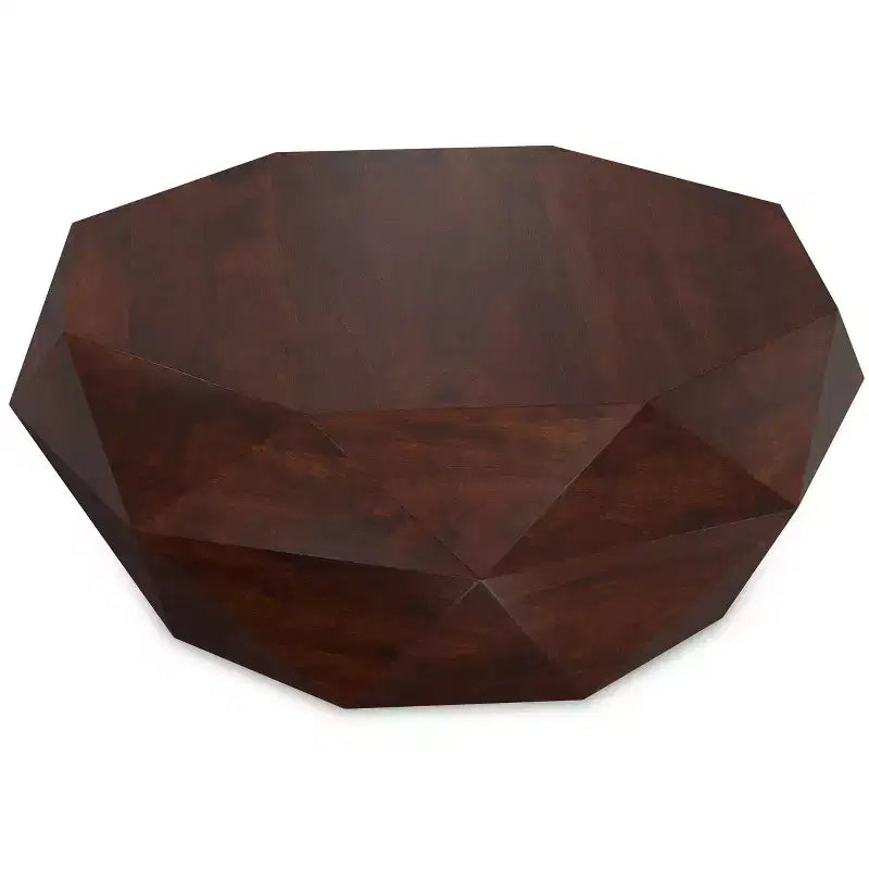 Paros SOLID ACACIA WOOD 35 inch Wide Irregular Contemporary Coffee Table, Fully Assembled