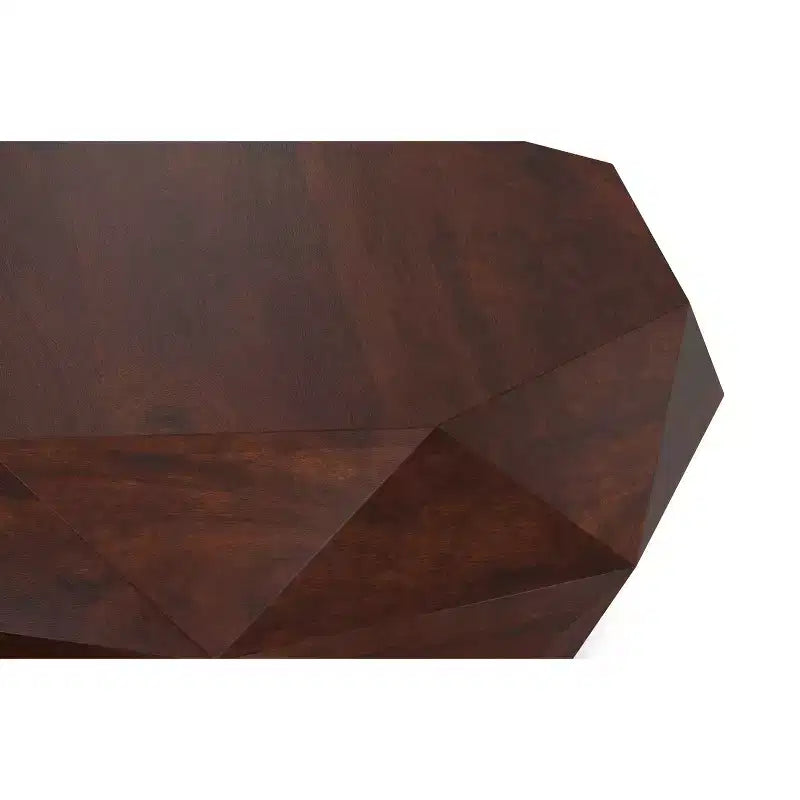 Paros SOLID ACACIA WOOD 35 inch Wide Irregular Contemporary Coffee Table, Fully Assembled