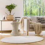 Casafield Hourglass Accent Table - Whitewash White, Water Hyacinth Side Table, Woven Boho Wicker End Table for Living Room, Bedroom, Entryway