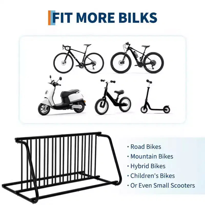Commercial Heavy Duty Bike Rack  10-Bike Freestanding Grid Storage Stand, Steel Organizer for Garage, School, Store, Outdoor, Black
