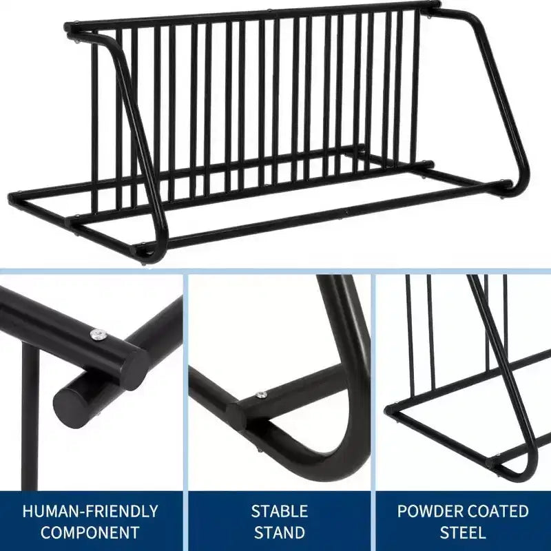 Commercial Heavy Duty Bike Rack  10-Bike Freestanding Grid Storage Stand, Steel Organizer for Garage, School, Store, Outdoor, Black