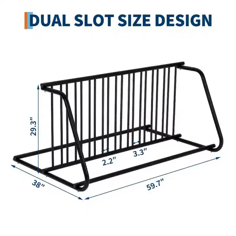 Commercial Heavy Duty Bike Rack  10-Bike Freestanding Grid Storage Stand, Steel Organizer for Garage, School, Store, Outdoor, Black