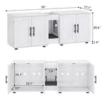 55 Double Litter Box Enclosure for 2 Cats, TV Stand, Waterproof Easy-Clean Surface, Cabinet Buckles & Storage Grooves, Pet Furniture for Living Room