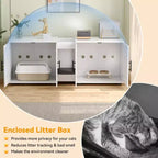 55 Double Litter Box Enclosure for 2 Cats, TV Stand, Waterproof Easy-Clean Surface, Cabinet Buckles & Storage Grooves, Pet Furniture for Living Room
