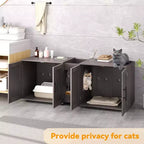 55 Double Litter Box Enclosure for 2 Cats, TV Stand, Waterproof Easy-Clean Surface, Cabinet Buckles & Storage Grooves, Pet Furniture for Living Room