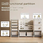 Toy Storage Organizer for Kids, 8 Removable Bins, 4-Tier Bookshelf, 2 Cabinets, Multi-Purpose Children's Shelf for Playroom