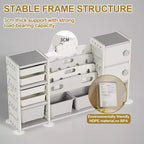 Toy Storage Organizer for Kids, 8 Removable Bins, 4-Tier Bookshelf, 2 Cabinets, Multi-Purpose Children's Shelf for Playroom