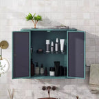 Wall-Mounted Bathroom Vanity with Mirror, Two Mirrored Doors,and Open Shelves; Style Metal Frame Storage Cabinet with Open Compartments