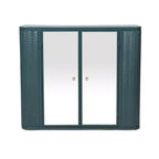 Wall-Mounted Bathroom Vanity with Mirror, Two Mirrored Doors,and Open Shelves; Style Metal Frame Storage Cabinet with Open Compartments