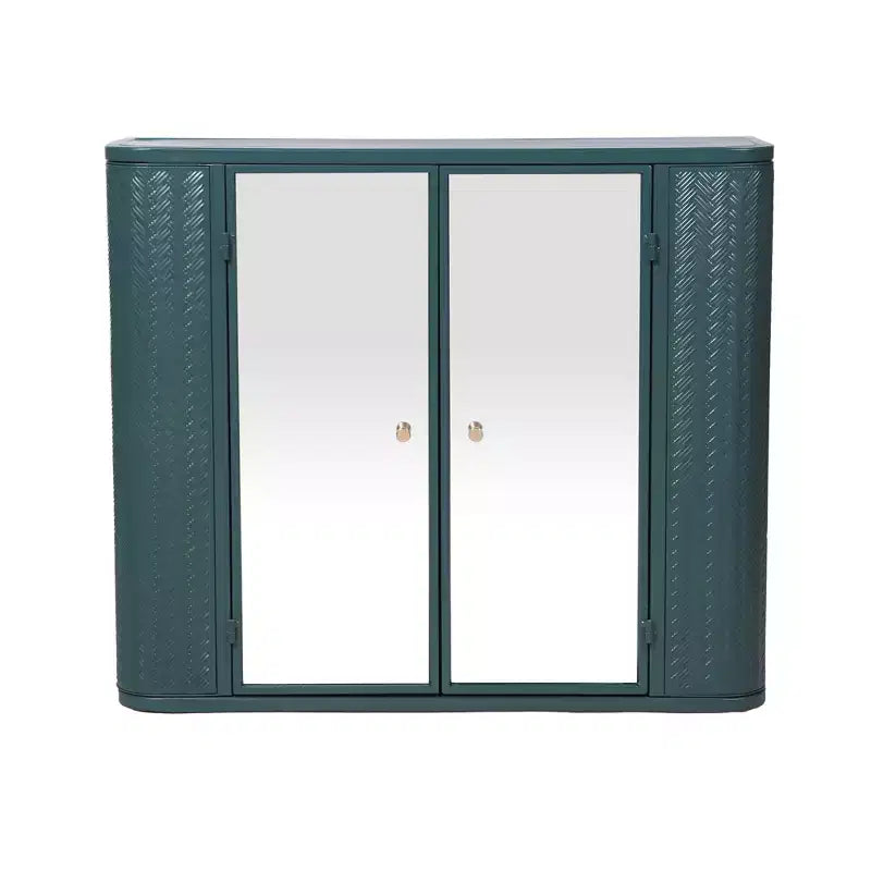 Wall-Mounted Bathroom Vanity with Mirror, Two Mirrored Doors,and Open Shelves; Style Metal Frame Storage Cabinet with Open Compartments